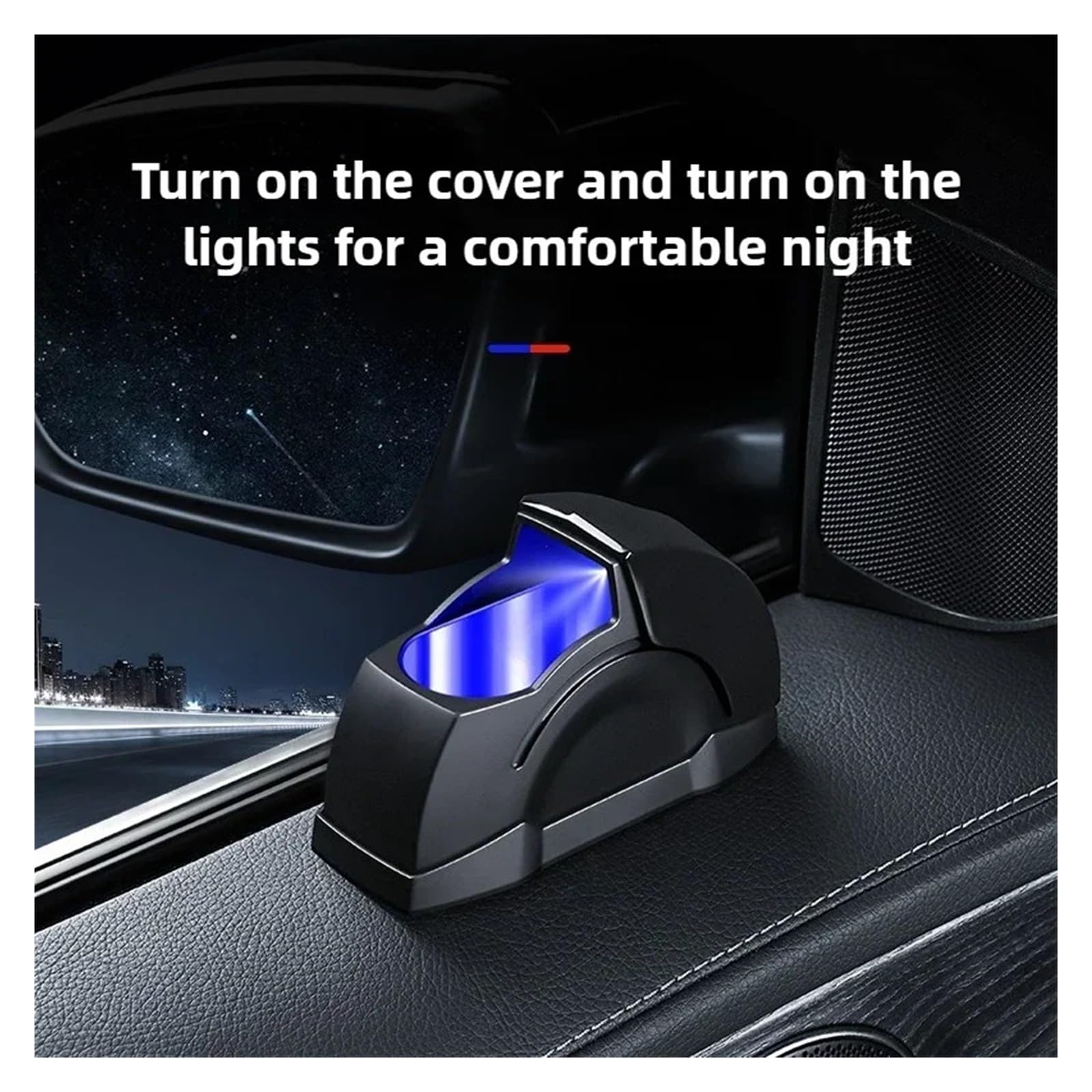 Slide-Lid Car Ashtray — Compact, Odor-Sealing & LED-Lit