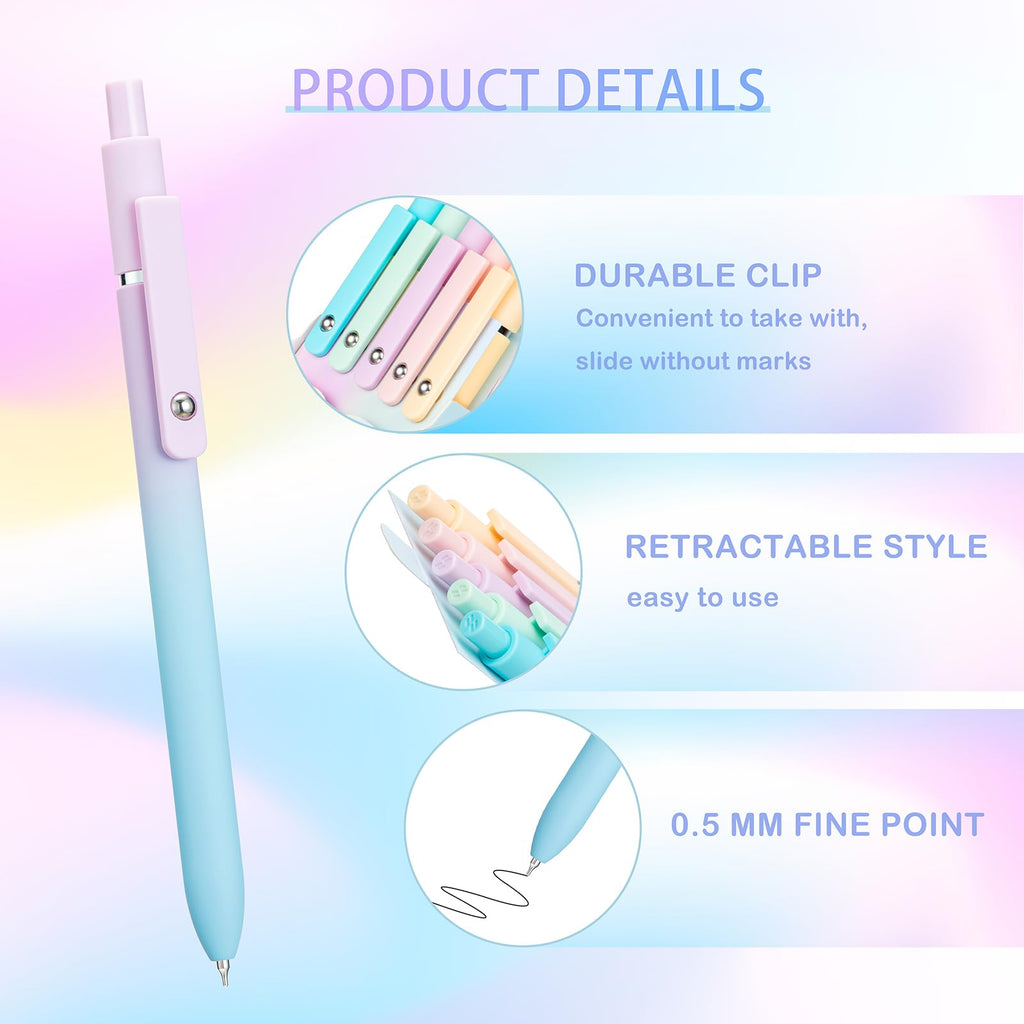 5-Piece Gradient Gel Pen Set – 0.5mm Quick-Dry Carbon Ink