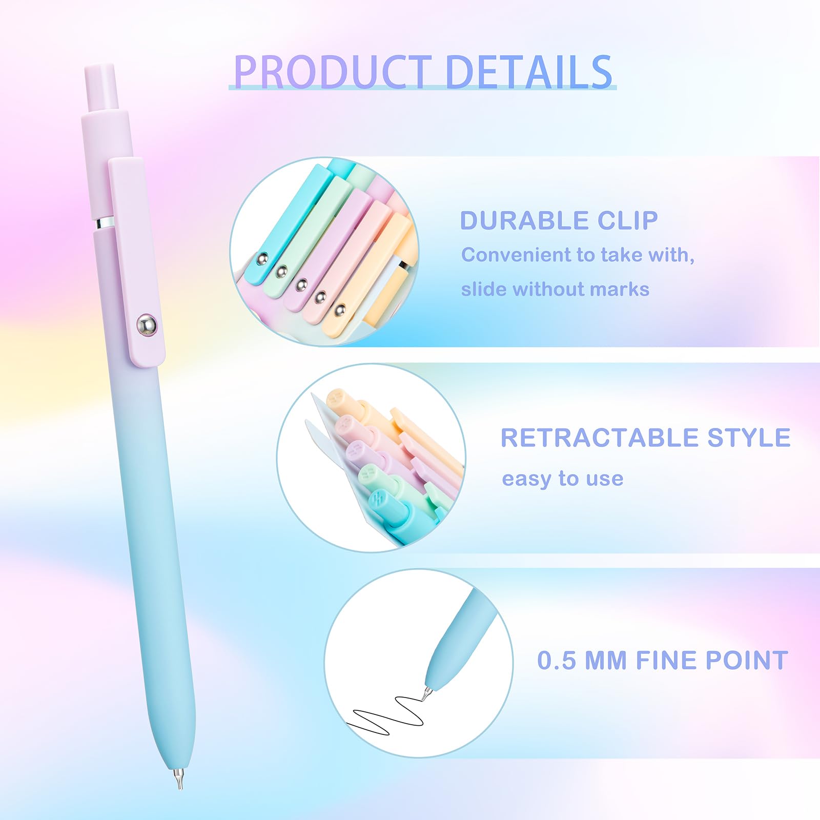 5-Piece Gradient Gel Pen Set – 0.5mm Quick-Dry Carbon Ink