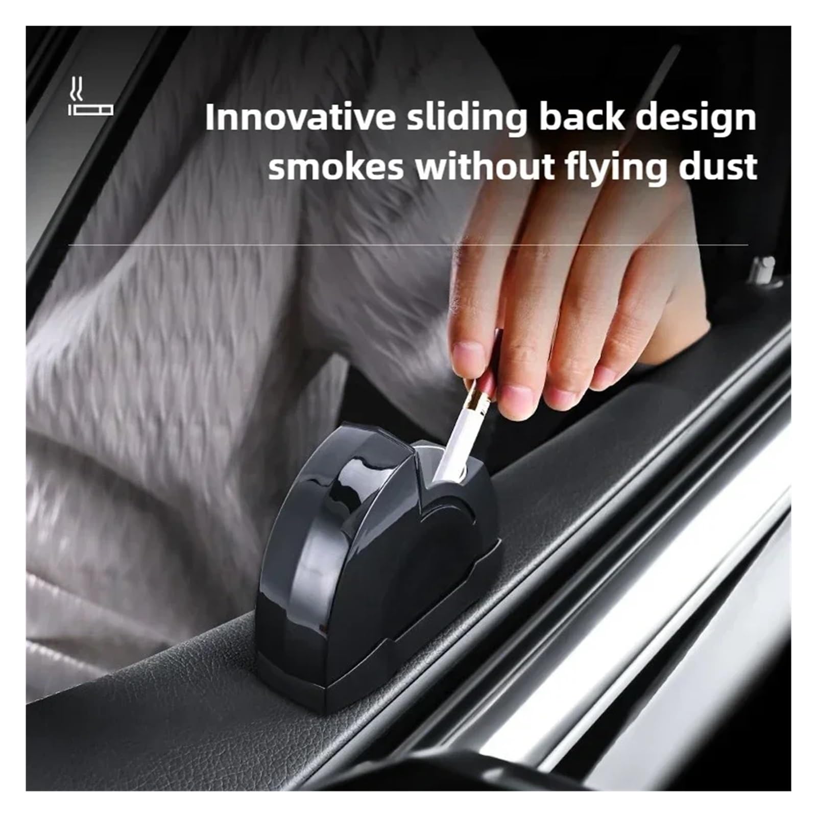 Slide-Lid Car Ashtray — Compact, Odor-Sealing & LED-Lit