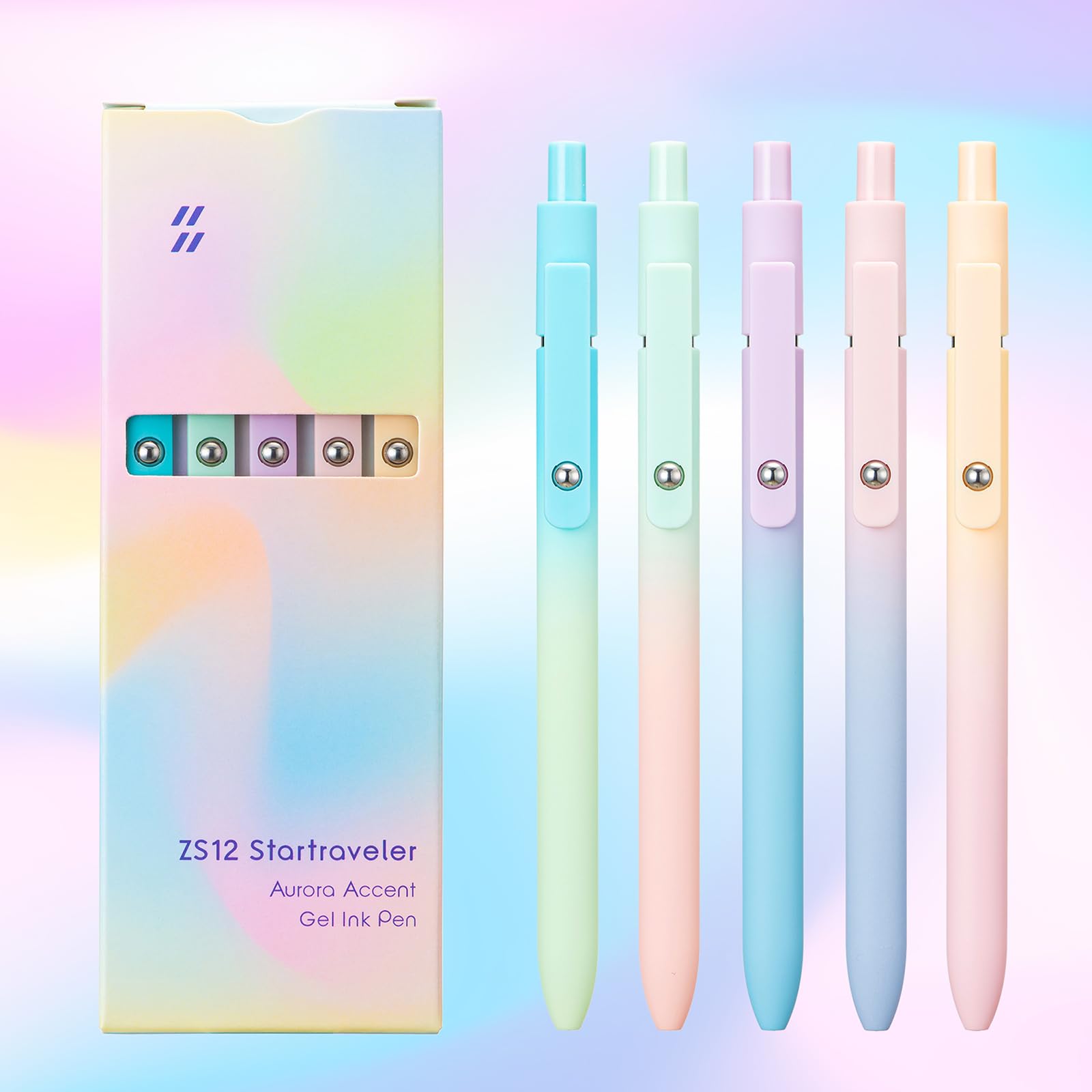 5-Piece Gradient Gel Pen Set – 0.5mm Quick-Dry Carbon Ink