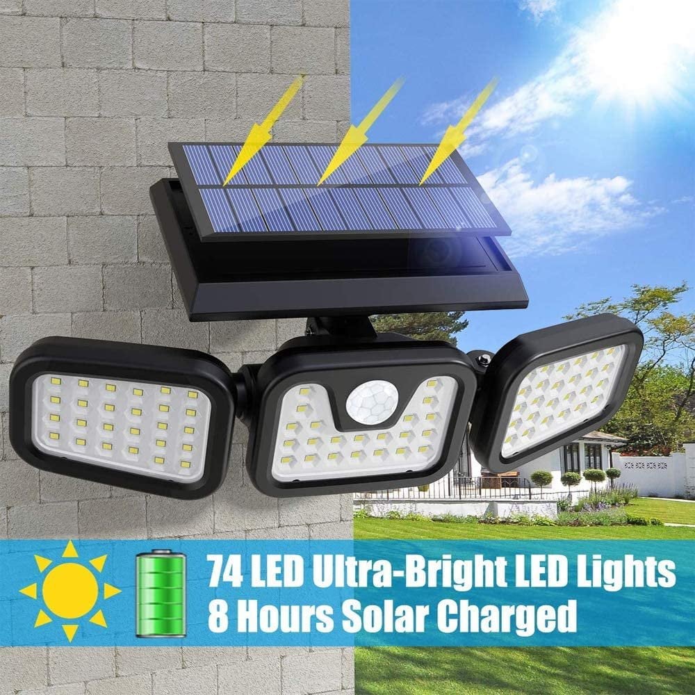 Upgraded Wide-Angle Solar Motion Sensor Light